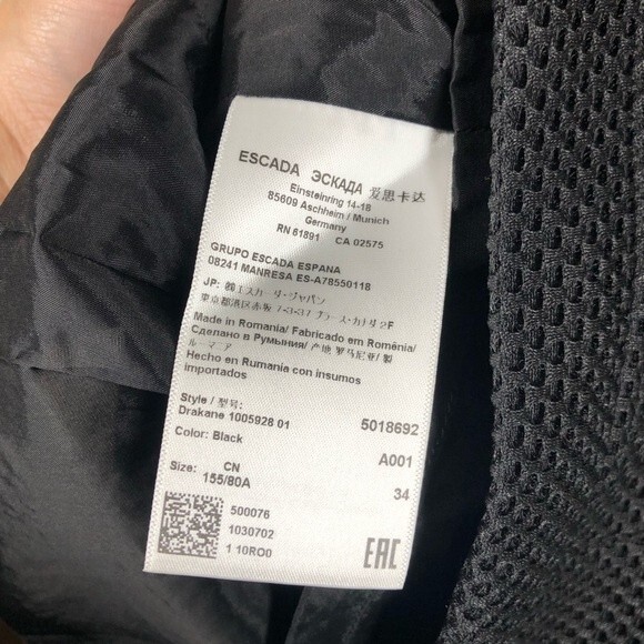 Escada Mesh Sheath Dress Patch Pockets Black Cap Sleeve 34 - Picture 6 of 8